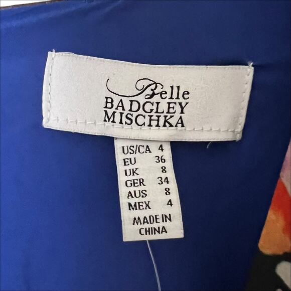 NWT Badgley Mischka Long Sleeve Alison Mini Dress in Floral Print Size 4 - Picture 6 of 8